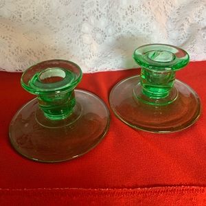 Depression glass candle holders